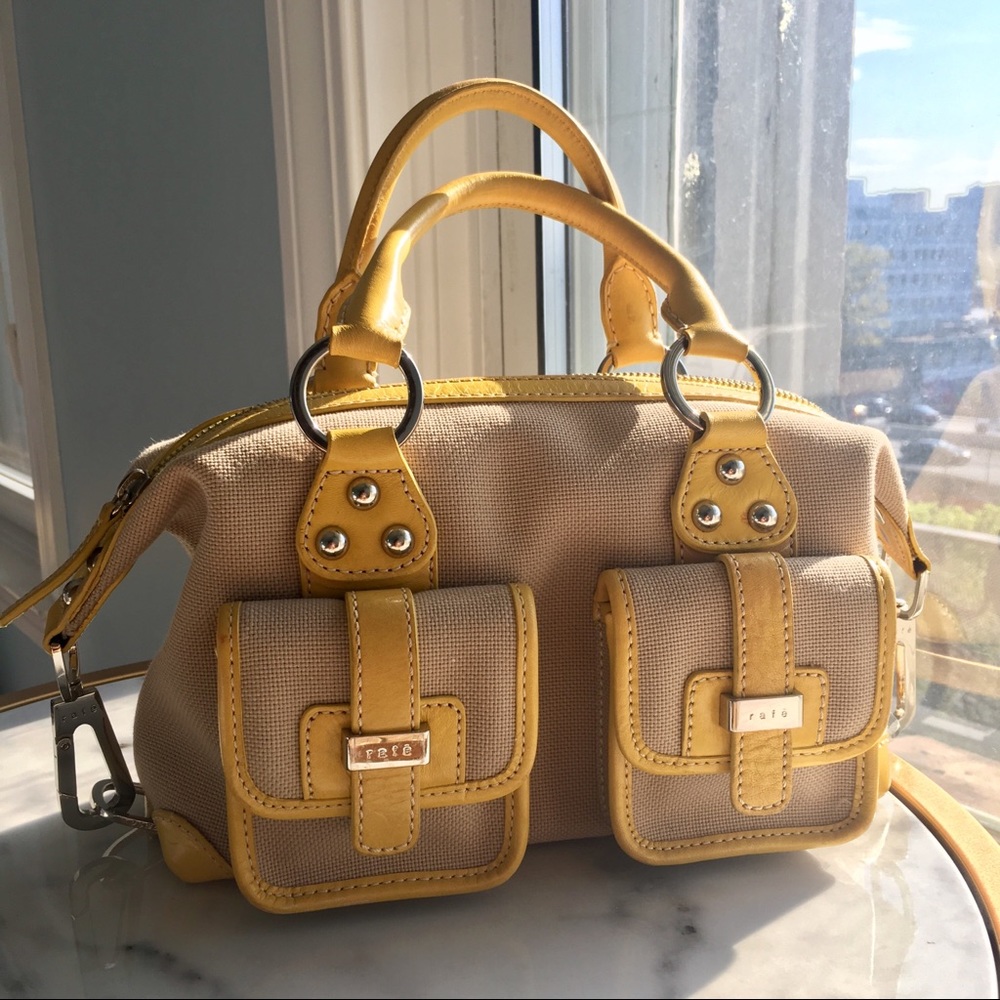 Rafe Tan and Yellow Canvas Satchel